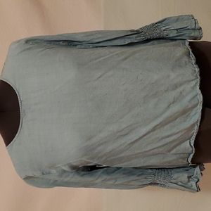 Womens light weight light blue denim jean blouse top shirt